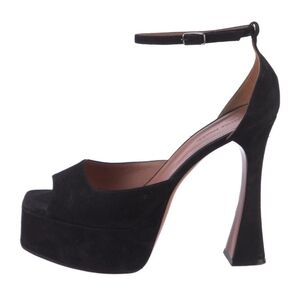 Amina Muaddi Suede Platform Heels